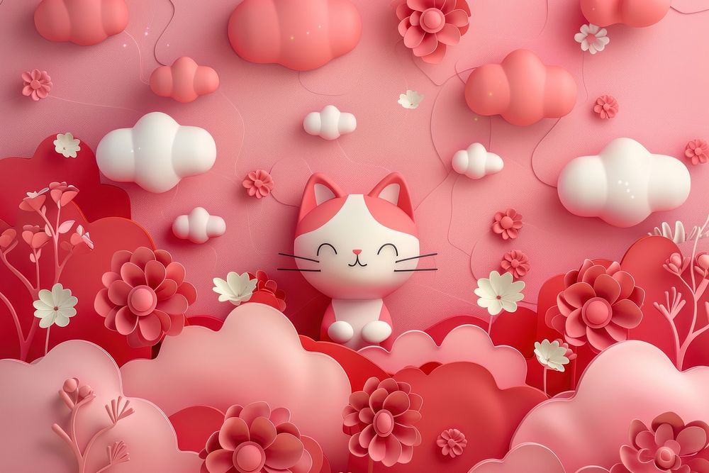 Cute cats background backgrounds cartoon plant.