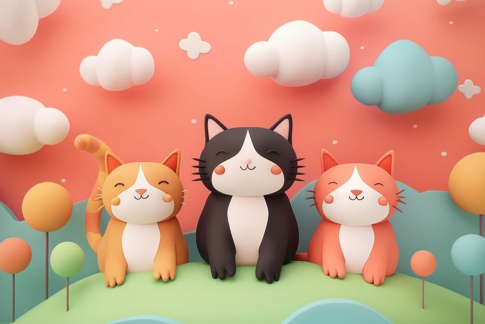 Cute cats background cartoon representation celebration.