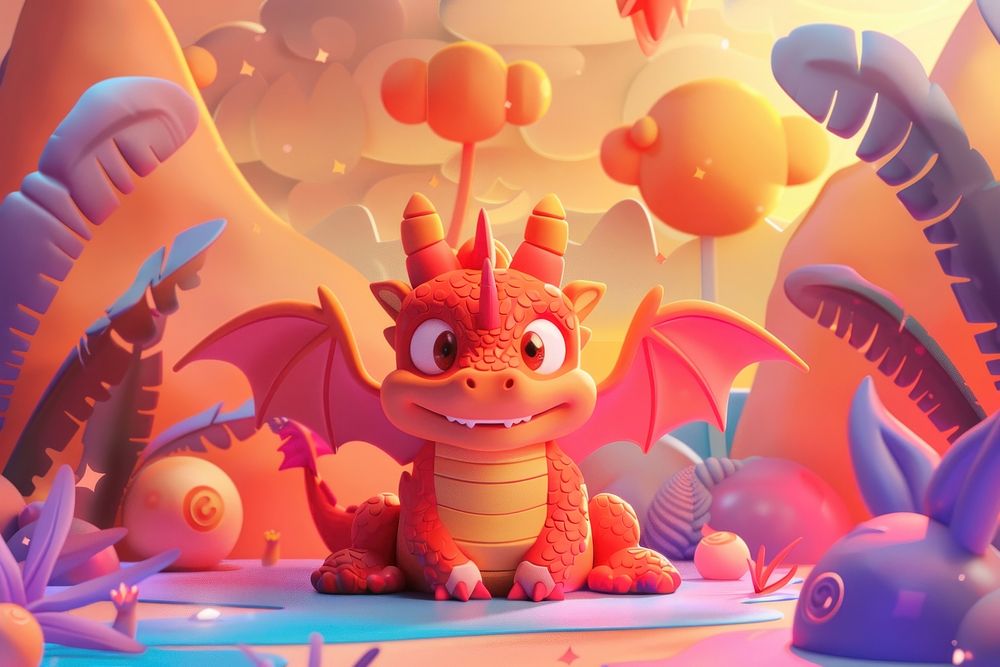 Cute dragon background cartoon representation creativity.
