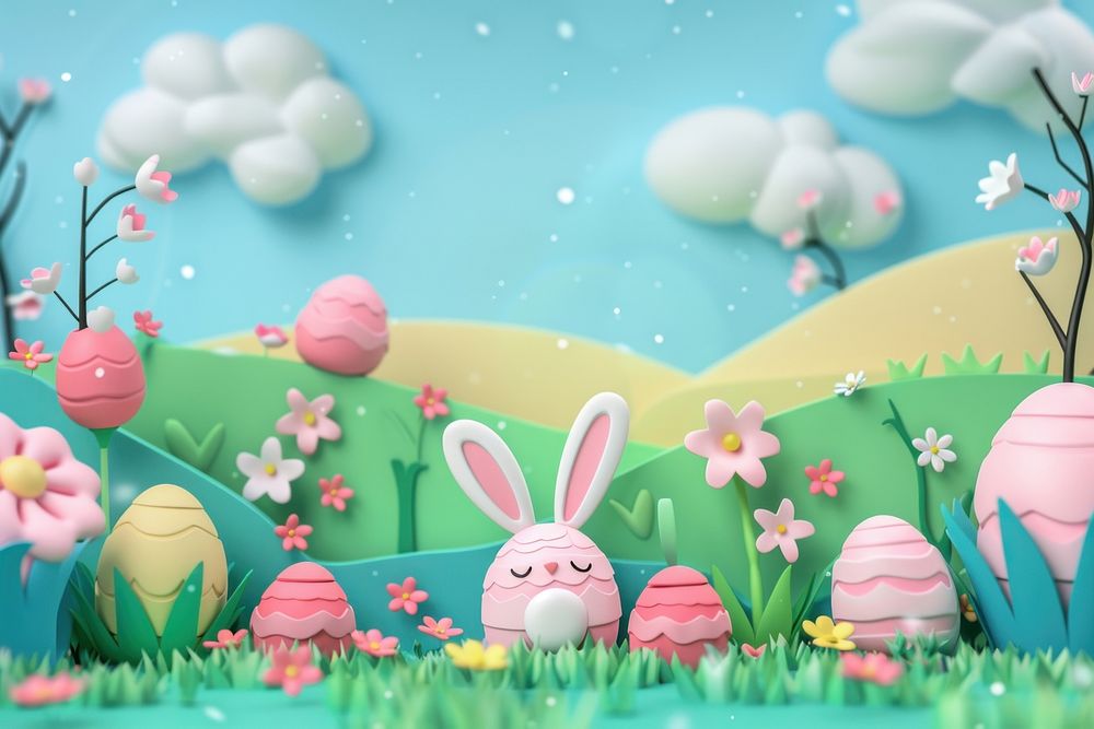 Cute easter background outdoors cartoon nature.