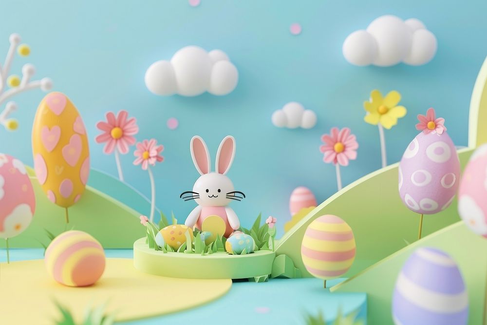 Cute easter background cartoon egg representation.