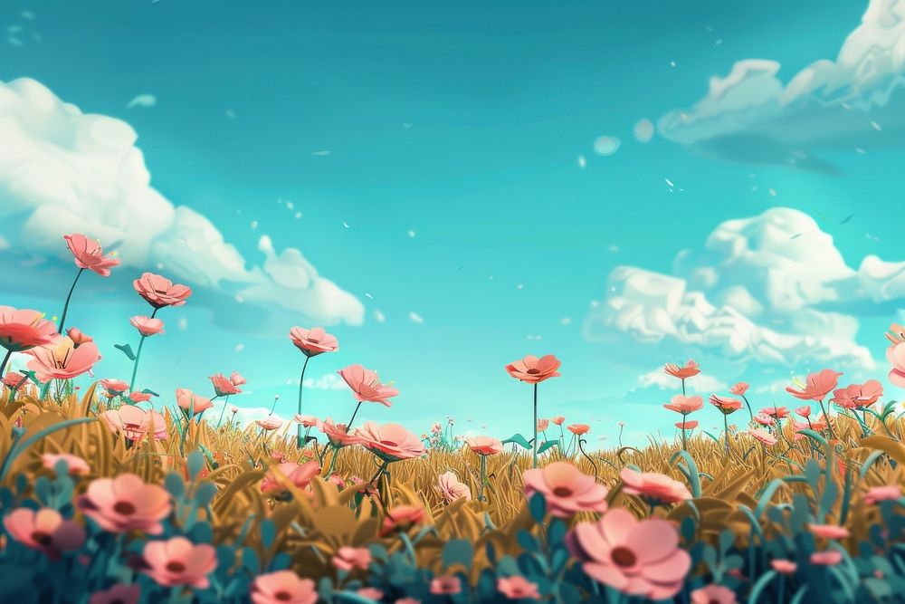 Cute flower field background landscape outdoors blossom.