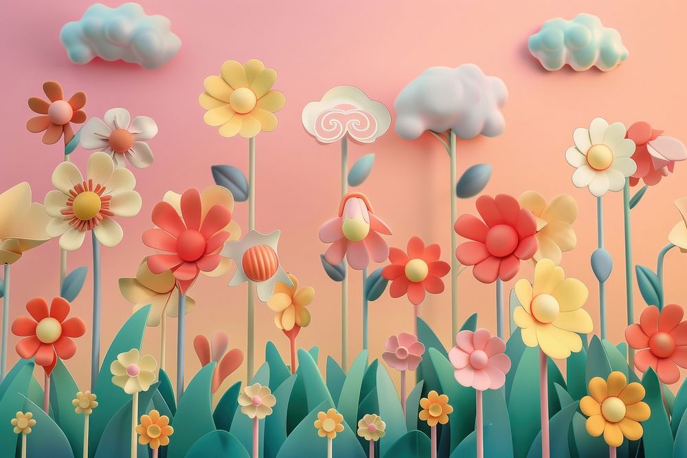 Cute flowers background art backgrounds cartoon.