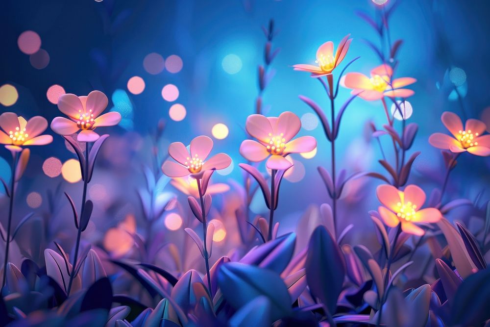 Cute flowers background outdoors glowing nature.