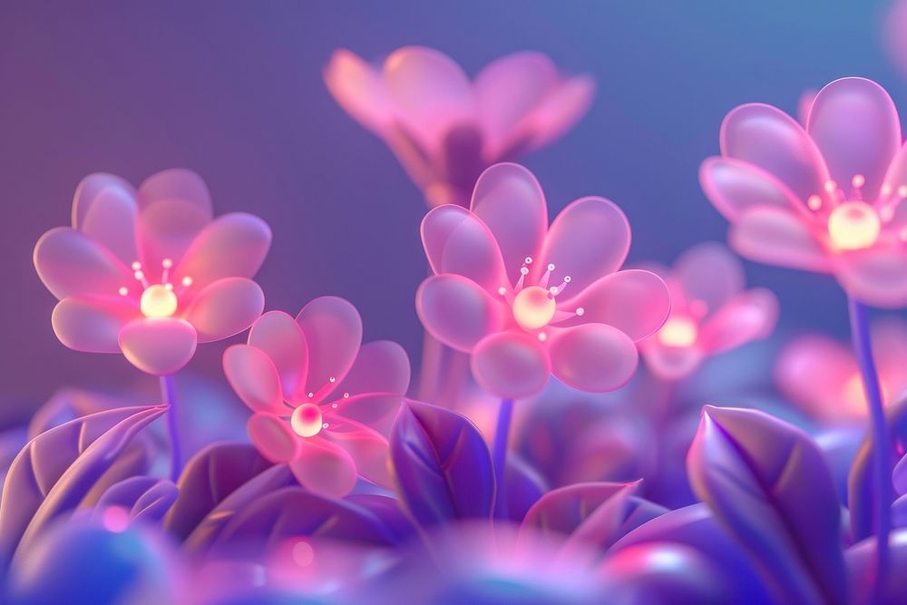 Cute flowers background blossom glowing purple.