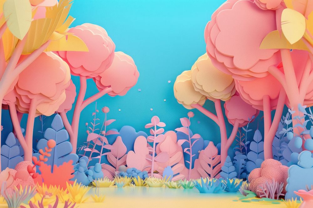 Cute forest background outdoors cartoon nature.