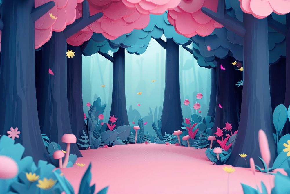 Cute forest background outdoors cartoon tranquility.