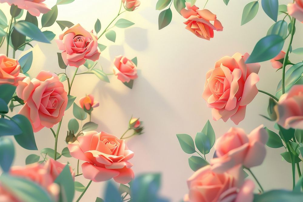 Cute rose background art pattern flower.