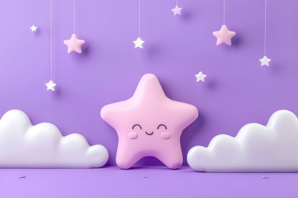 Cute shooting star background cartoon purple representation.