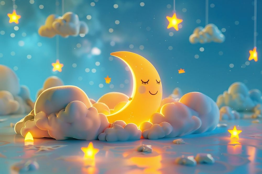 Cute smiling moon fantasy background astronomy outdoors nature.