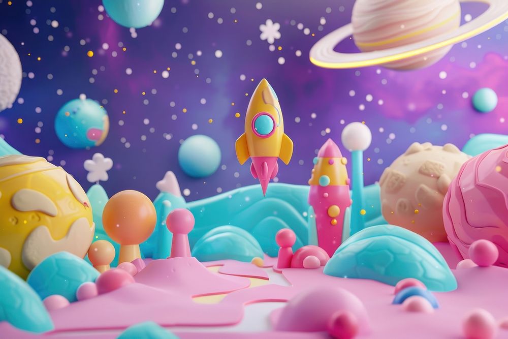 Cute space background cartoon confectionery celebration.