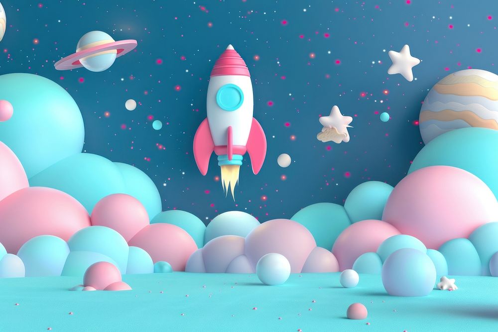 Cute space background balloon cartoon transportation.