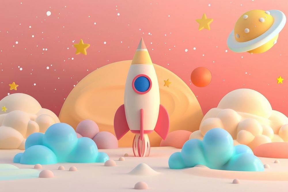 Cute space background cartoon transportation confectionery.