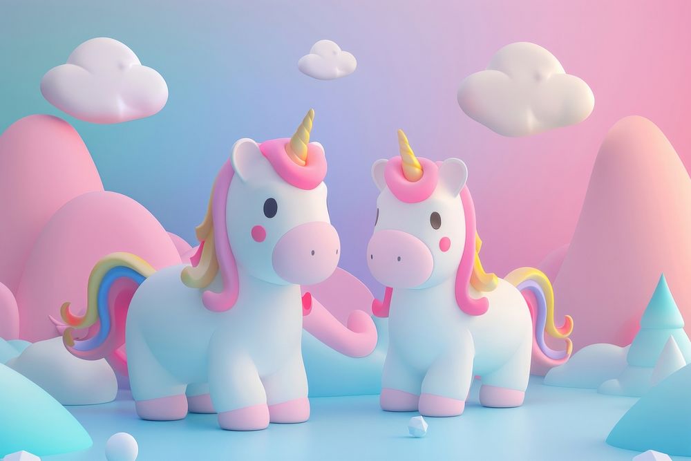 Cute unicorn background cartoon toy representation.