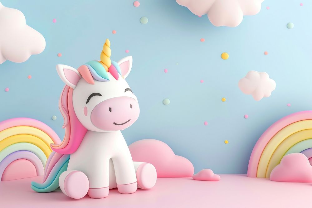 Cute unicorn background cartoon representation celebration.