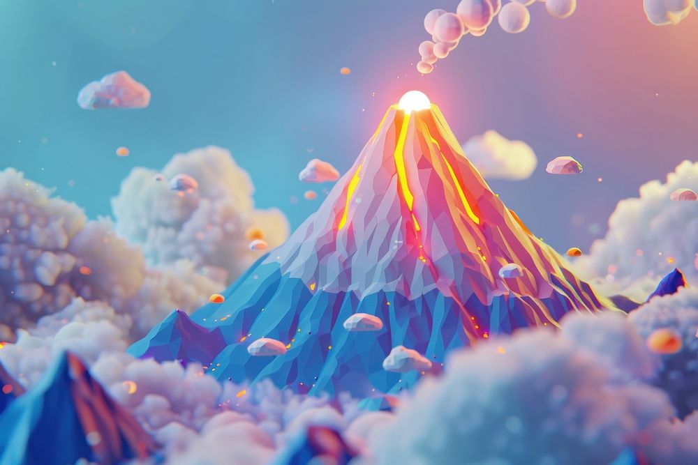 Cute volcano fantasy background mountain outdoors nature.