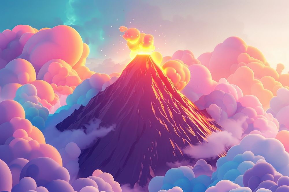 Cute volcano fantasy background mountain outdoors nature.
