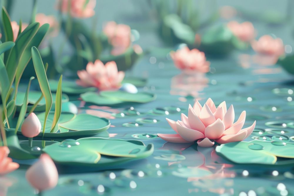 Cute water lily background outdoors blossom nature.