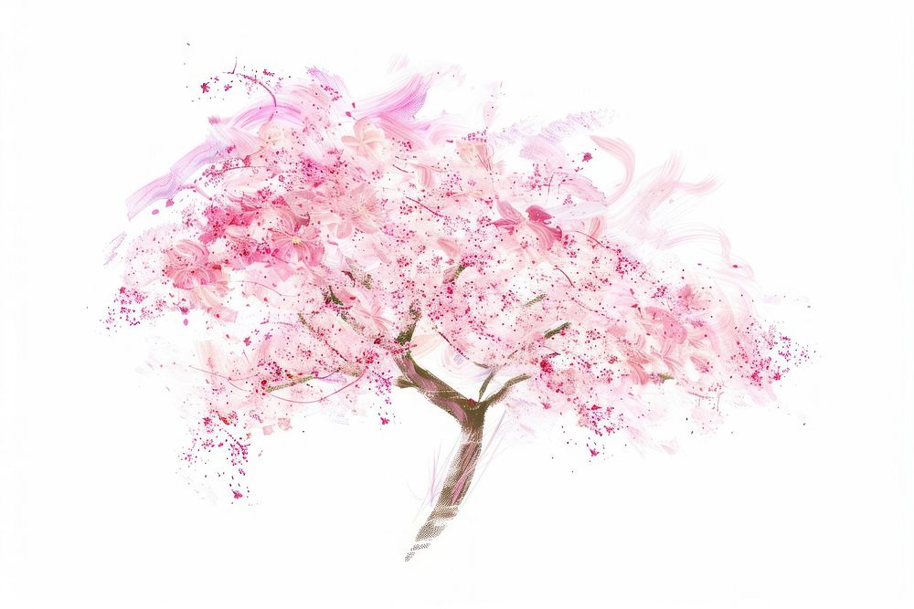 Cherry blossom tree flower plant white background.