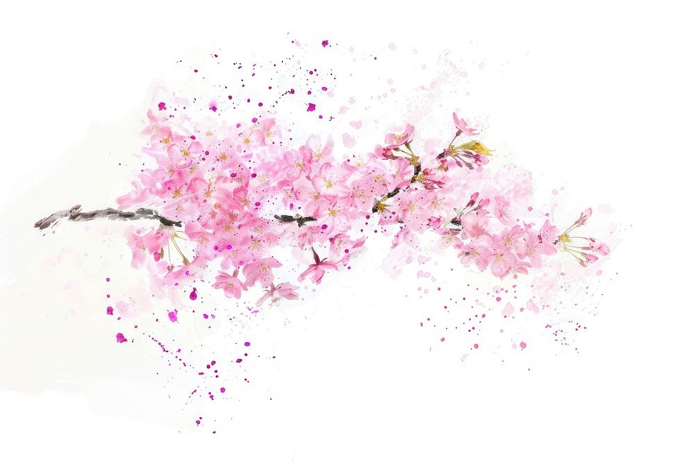Cherry blossom flower plant white background.