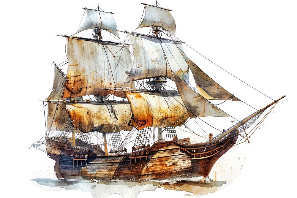 Wooden ship painting transportation illustrated.