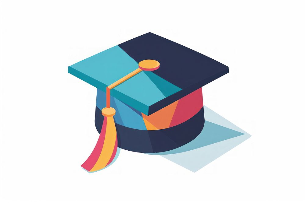 Graduation Cap Flat Multi Color graduation intelligence certificate.