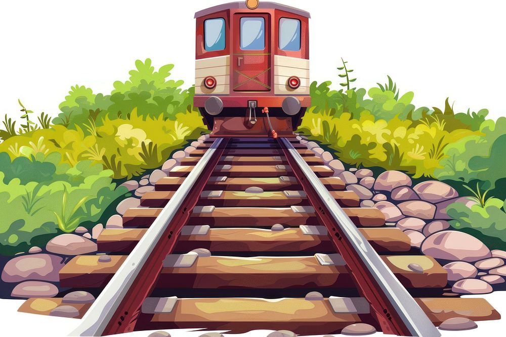 Cartoon of train rail architecture vehicle railway.