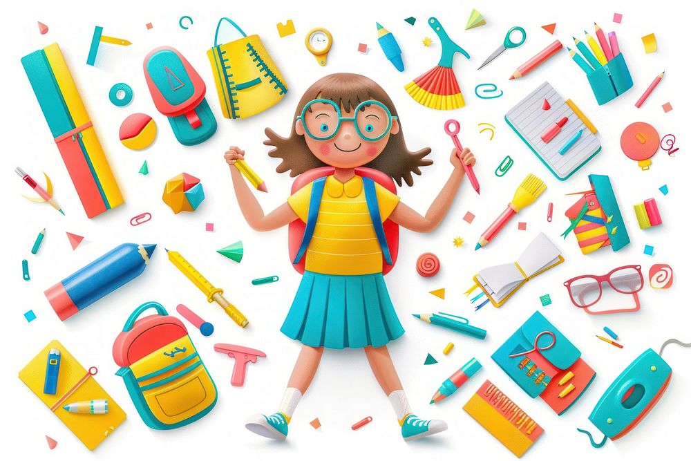 Back to school poster kid cheerful kindergarten.
