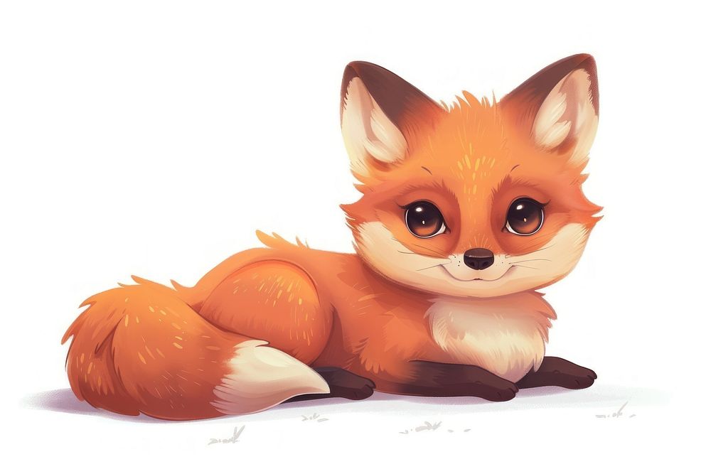 Baby red fox cartoon mammal animal.