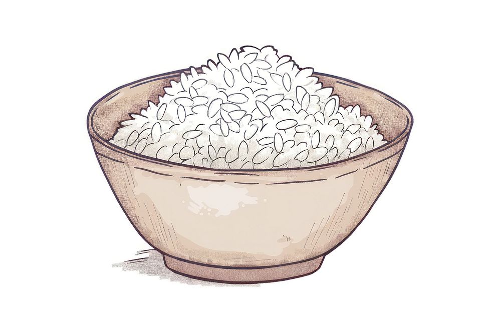 Rice in bowl doodle produce grain food.