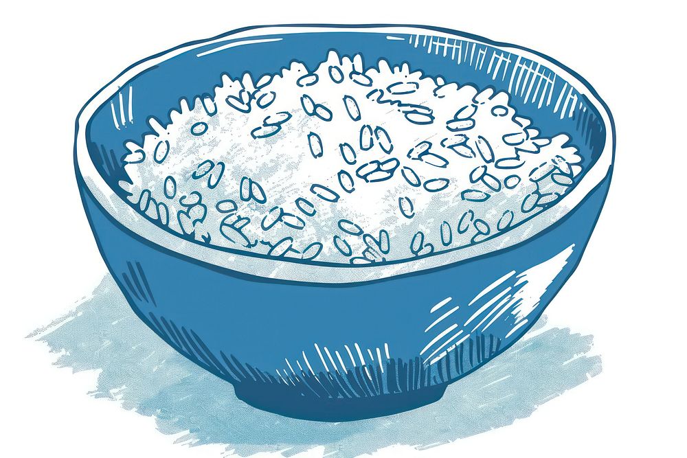 Rice in bowl doodle food soup bowl.