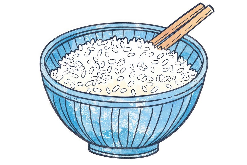 Rice in bowl doodle jacuzzi produce grain.