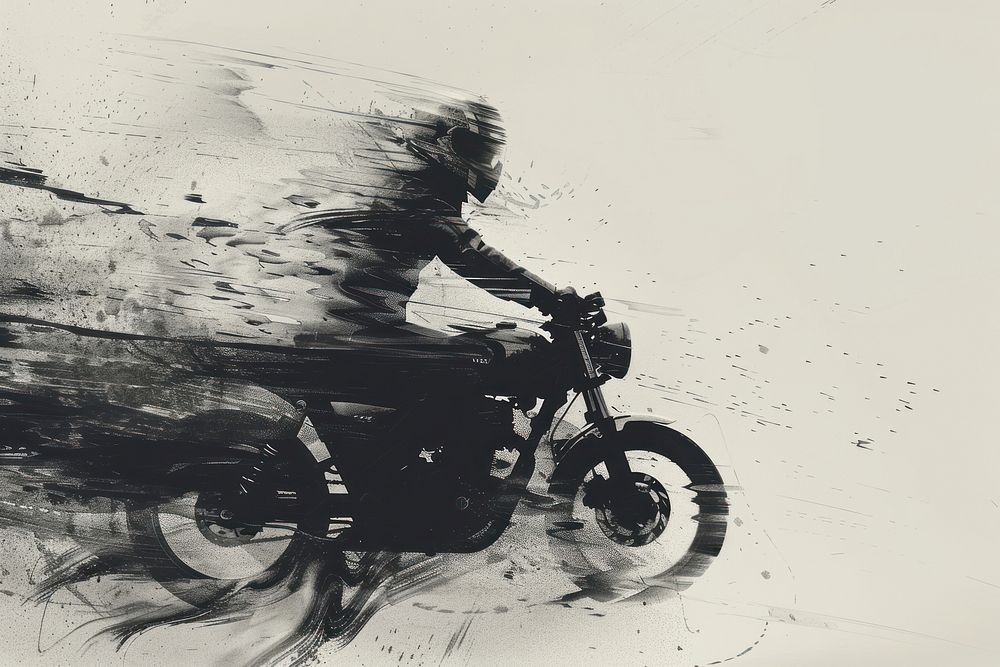 Motorcycle drawing man transportation.