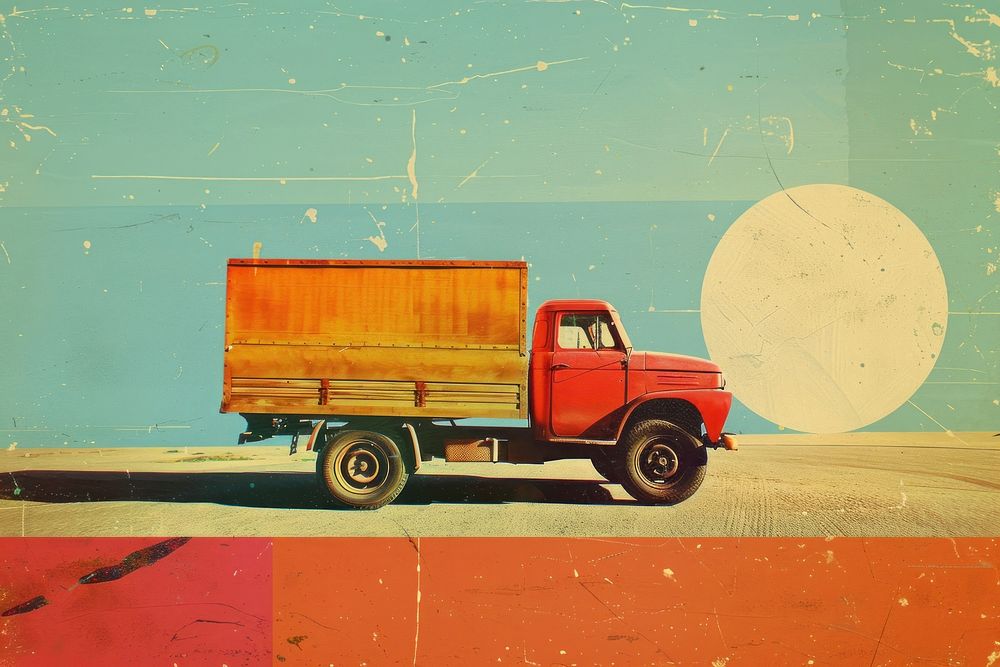 Retro collage of a truck vehicle art transportation.