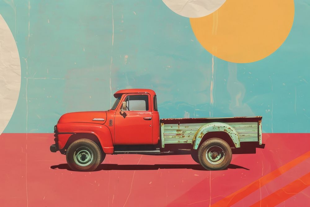 Retro collage of a truck vehicle art transportation.