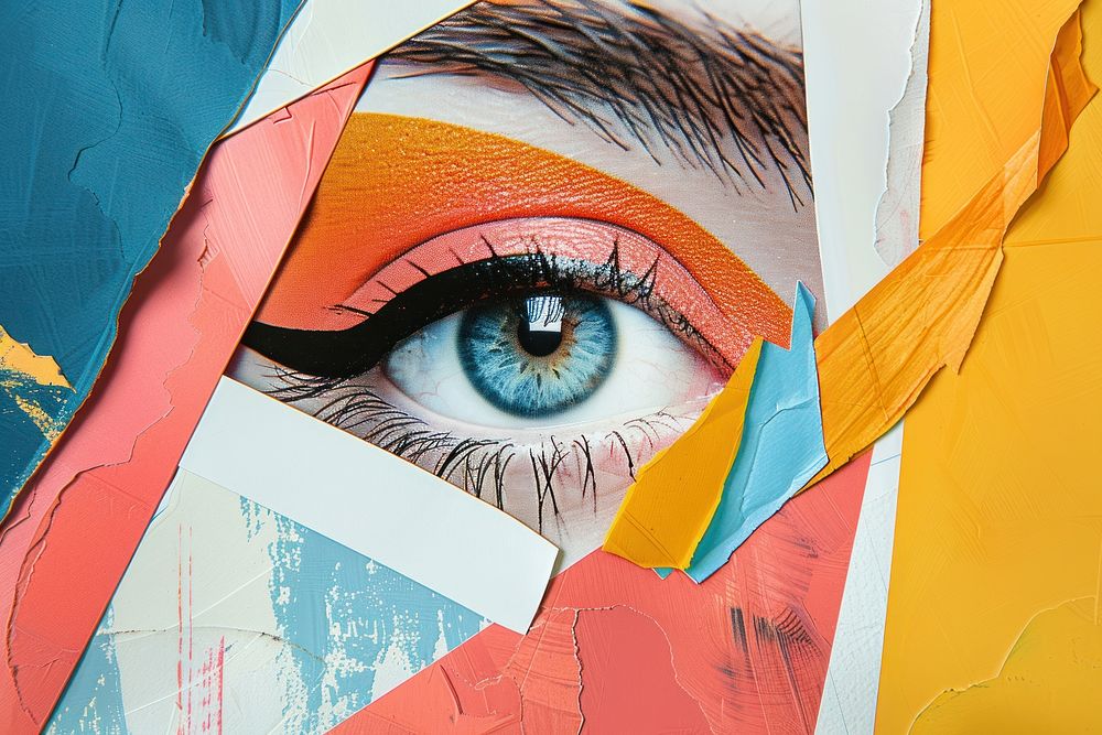 Retro collage of a eye art painting representation.