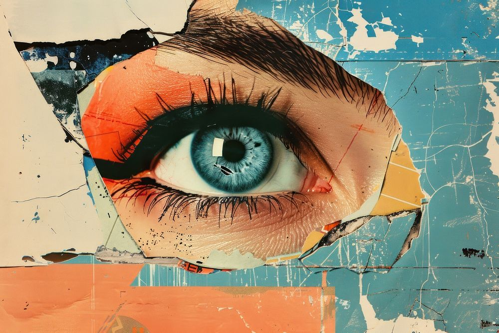 Retro collage of a eye art painting creativity.