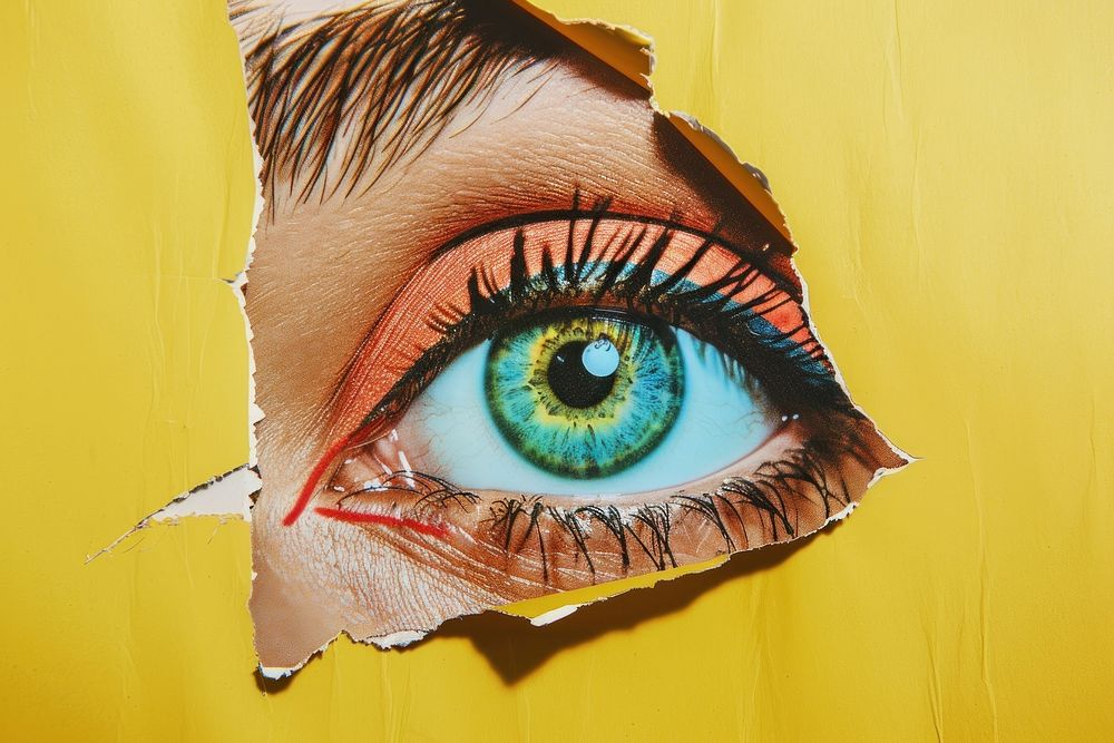 Retro collage of a eye art painting creativity.