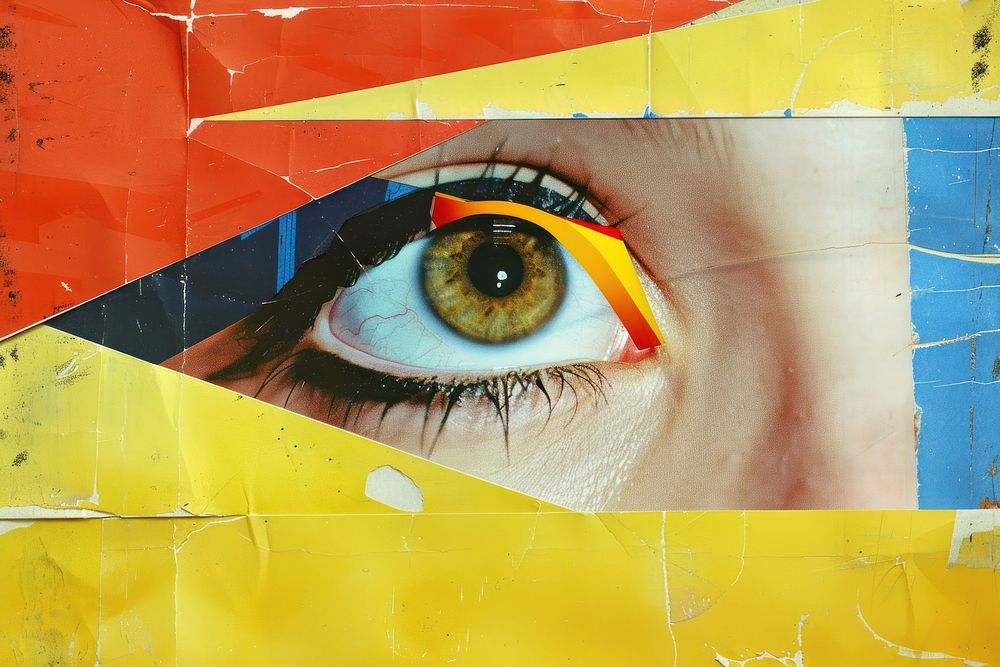 Retro collage of a eye art painting backgrounds.