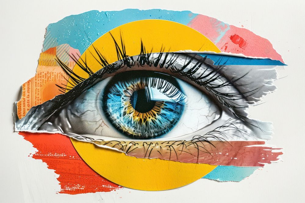 Retro collage of a eye art painting drawing.