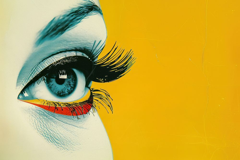 Retro collage of a eye art painting drawing.