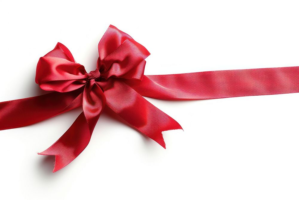Line of ribbon bow red white background.