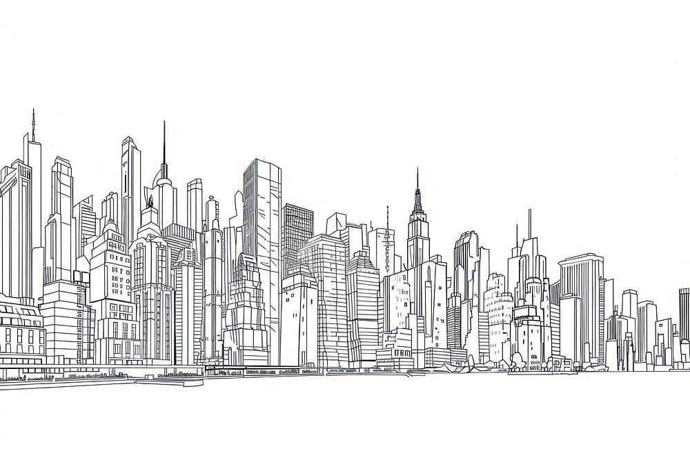 City metropolis drawing sketch.