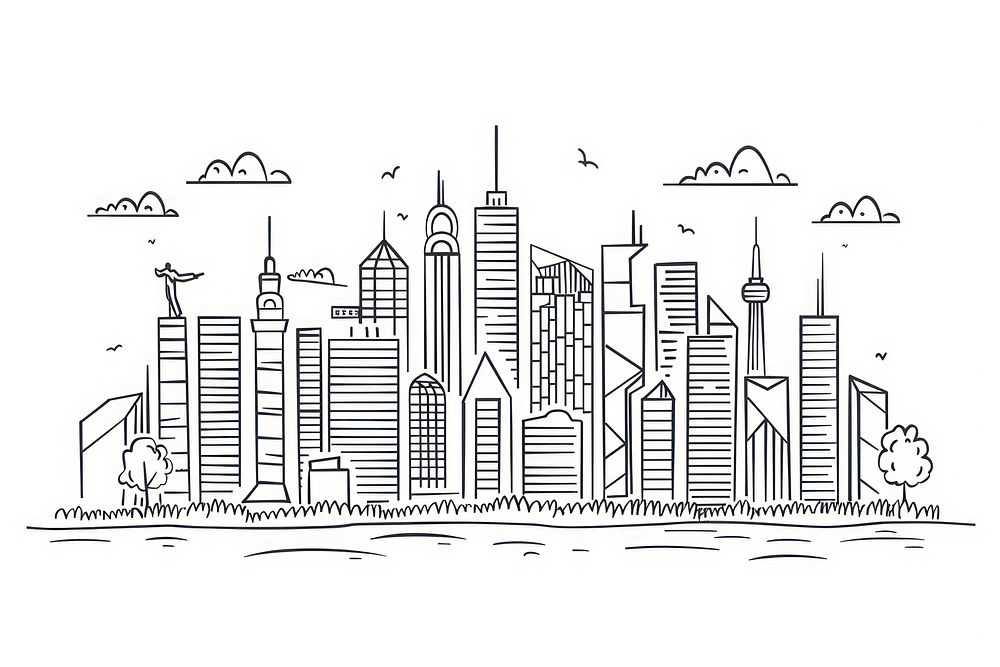 City diagram drawing sketch.