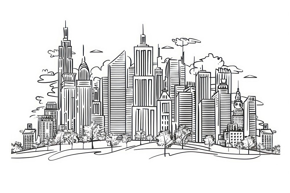 City metropolis drawing sketch.