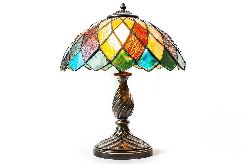 Table lamp lampshade white background electricity.