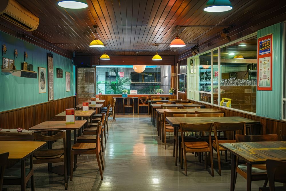Thailand Diner restaurant cafeteria furniture.