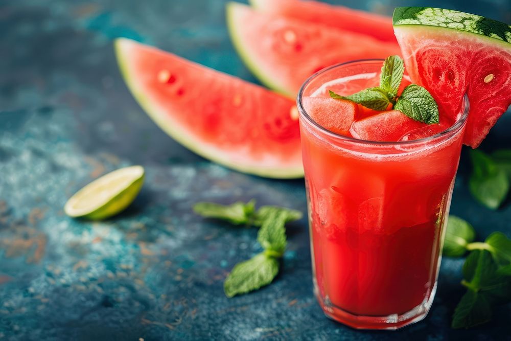 Watermelon juice in glass cocktail fruit drink.