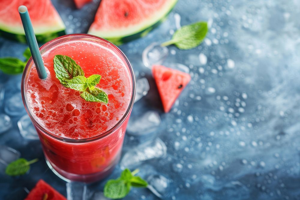 Watermelon juice in glass watermelon smoothie cocktail.