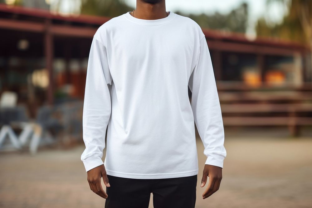 White long sleeve mockup apparel sweatshirt clothing.